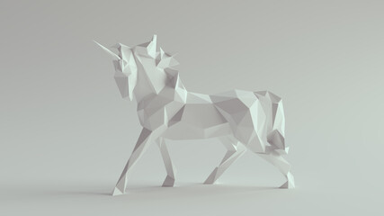 Unicorn Beautiful Fantasy Magical Creature Horse Paper Statue Animal 3d illustration render - obrazy, fototapety, plakaty