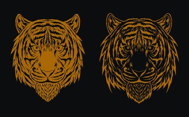 Tiger head vector illustration. Isolated on white background. For print, poster, sticker, logo, tattoo, emblem, and others.