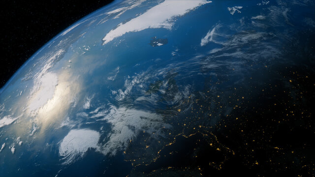 Earth in Space with views of Ireland and Europe. Climate Concept.
