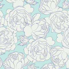 Roses Seamless pattern, vector floral illustration. Nature background