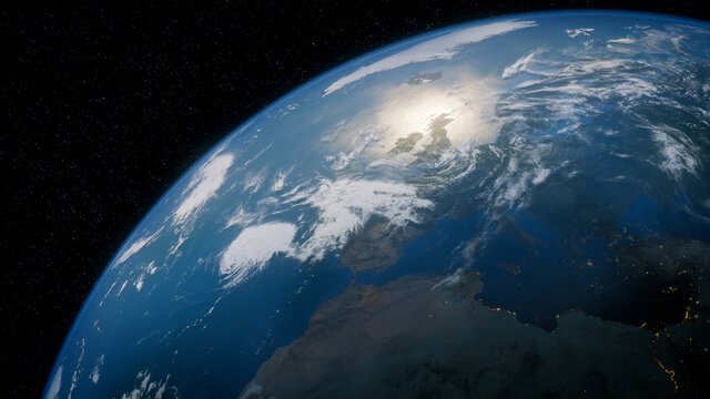 Earth in Space with views of Portugal and Europe. Climate Concept.