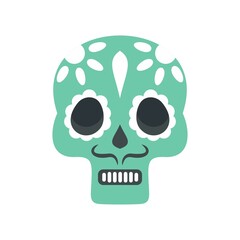 Mexican skull icon flat isolated vector