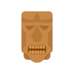 Mexican wood idol icon flat isolated vector