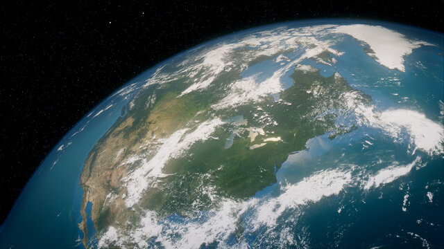 Earth in Space with views of USA and North America. Climate Concept.