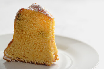 A piece of cake, from a homemade Gugelhupf, a traditional cupcake in Bavaria and Austria
