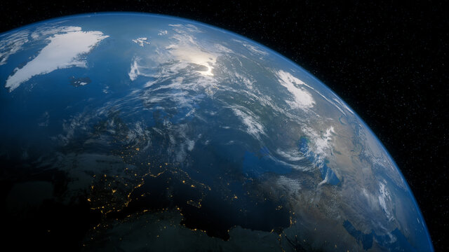Earth in Space with views of Austria and Europe. Global Concept.