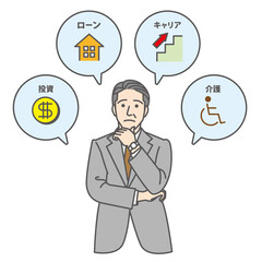 悩む中高年の男性
