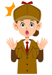 驚く女性の探偵の上半身
