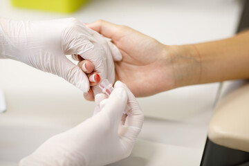 Obraz na płótnie Canvas finger blood test, blood, test tube