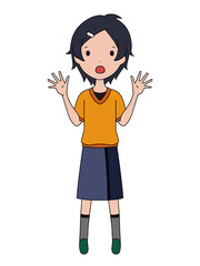 驚いた表情の女の子の全身イラスト