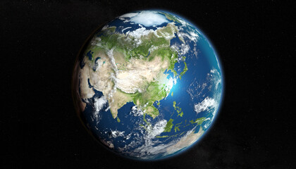 Asia seen from space - 3D rendering