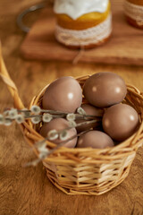 easter eggs in a basket