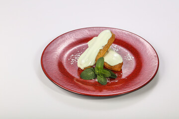 Sweet eclair dessert for gourmet