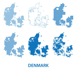 map of Kingdom of Denmark - vector set of silhouettes in different patterns