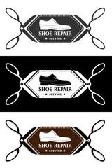 Shoe repair service. Vector image of logo. Trendy concept in old retro style