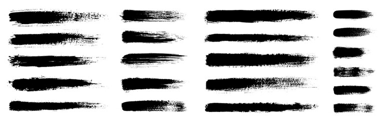 Brush strokes set. Collection of grunge black paint, ink brush strokes. Brushes, lines, brush, strokes, grunge, dirty, backdrop. Grunge backgrounds set - stock vector.
