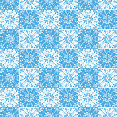 Sicilian Blue Ceramic tile pattern, repeating texture print, background. Vector illustration
