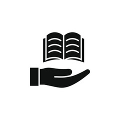 Book on hand. Reading, learning, education icon flat style isolated on white background. Vector illustration
