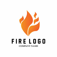 red smoldering fire icon vector logo, classic retro design