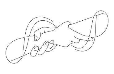 Help and hope, drawn in thin single line