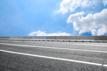 Empty asphalt road and sky cloud natural landscape in China