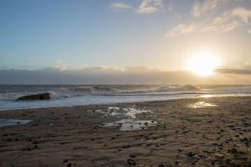 The coast. East coast of England beach sunrise landscape