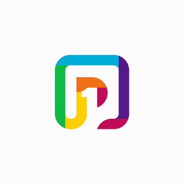 P1 square initial logo abstract