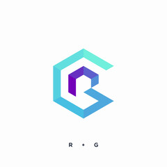 RG initial logo geometric polygon