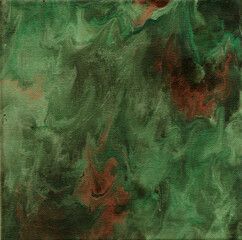 Background. Abstraction texture. Illustration of liquid acrylic resin. Divorces and smooth lines of paint, colors. Pearl modulations. Epoxy. Stone.  Red, green color.