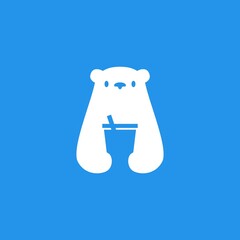 polar bear drink cup logo vector icon illustration