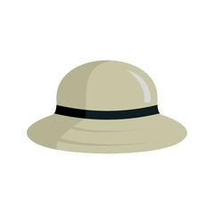 Sun protection man hat icon flat isolated vector
