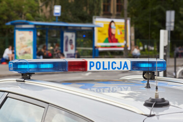 Kogut policyjny-policja na drodze - obrazy, fototapety, plakaty