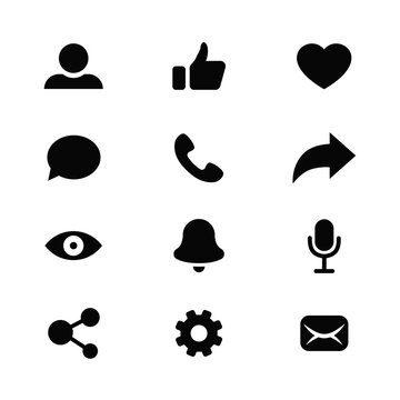 Set Of Generic Social Media Main User Interface Icons, Universal Icons For Web And Mobile UI.