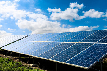 Clean solar panels and beautiful natural landscape in China