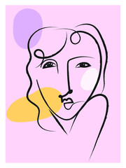 Line art decorative abstract portrait character drawing,sketch,line, vector illustration.