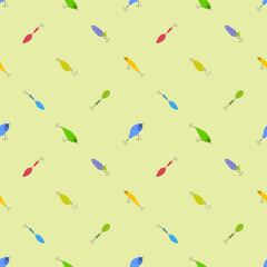 Seamless pattern on the theme of bait for fishing. Vector illustration.