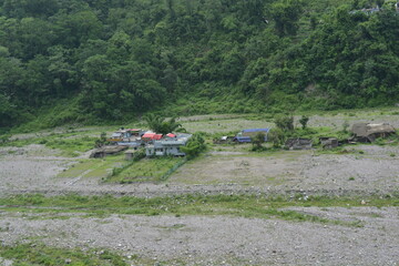 Fototapeta premium Mountain Houses Wallpaper for Background 