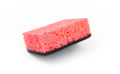 Kitchen sponge isolated on a white bakcground, washing sponge close-up view