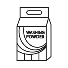 The icon is a package of washing powder. Outlines of the packaging of laundry detergent. Vector illustration isolated on a white background for design and web.