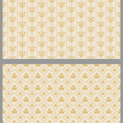 Decorative background patterns with floral elements. Vector set. Seamless pattern, texture