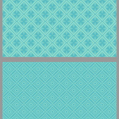 Background patterns with geometric elements. Set. Used colors: green shades. Seamless pattern, texture. Vector image