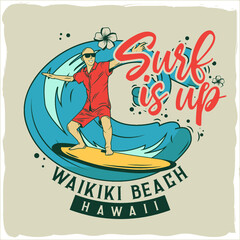 A surfer on a wave t-shirt design