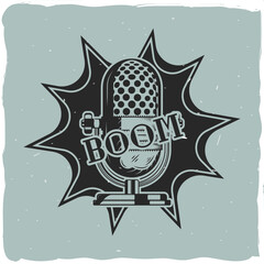 a microphone with a phrase, vector