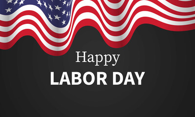 Happy Labor day vector illustration, Beautiful USA flag on dark background.