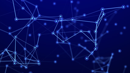 Abstract digital connection dots. Technology background. Network connection structure. 3d rendering. widescreen