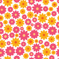 Childish textile vector seamless pattern with flowers, floral elements endless pattern background image.