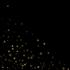 Falling Snow flakes golden pattern Holiday Vector