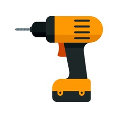 Electric drill icon flat isolated vector - obrazy, fototapety, plakaty
