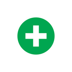 Obraz premium Green first aid sign isolated on white background