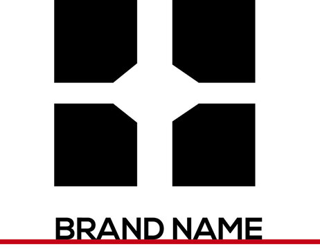 4 boxes logo of black color and white background. Unique and high quality